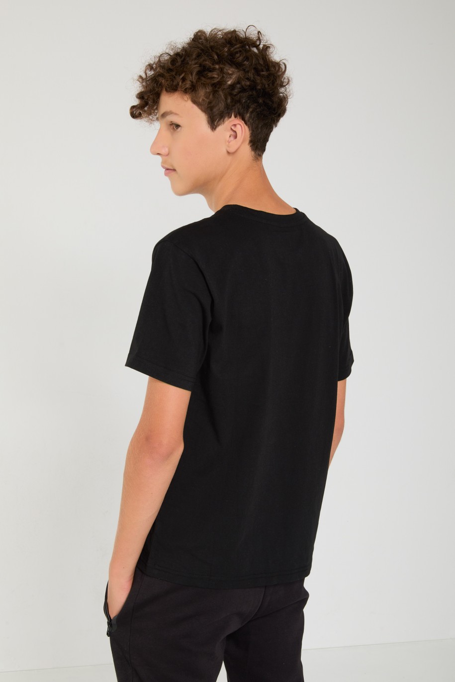 Czarny T-shirt z nadrukiem - 45068