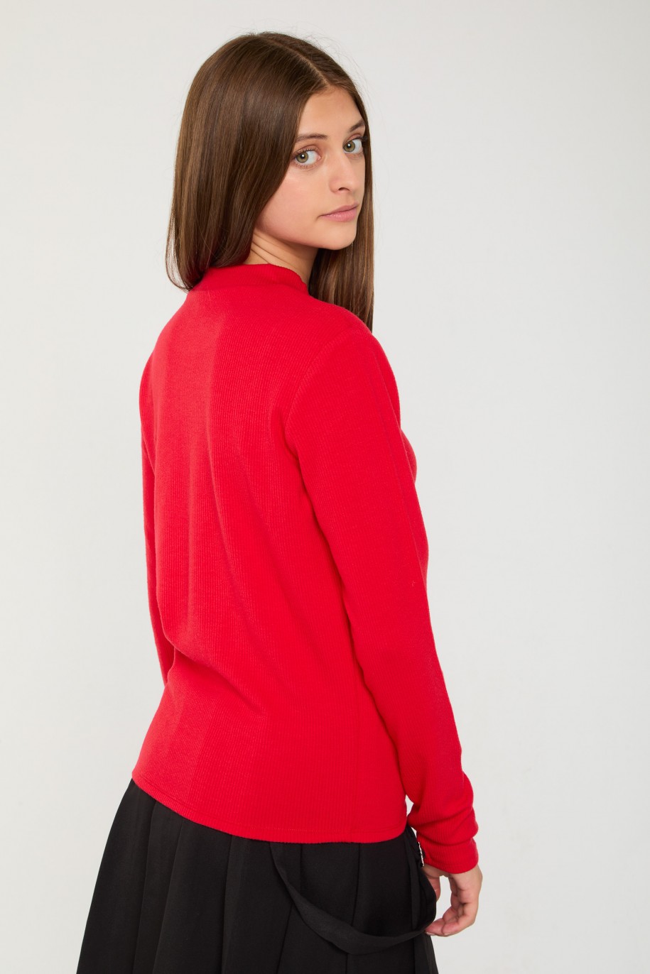 Czerwona bluzka z długim rękawem - 45092