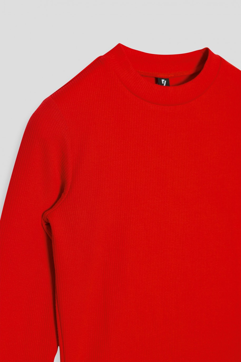 Czerwona bluzka z długim rękawem - 45096