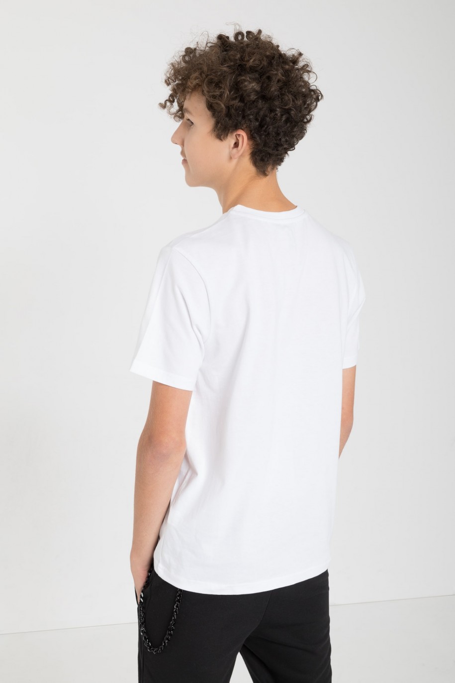 Biały T-shirt z nadrukiem z przodu - 45213