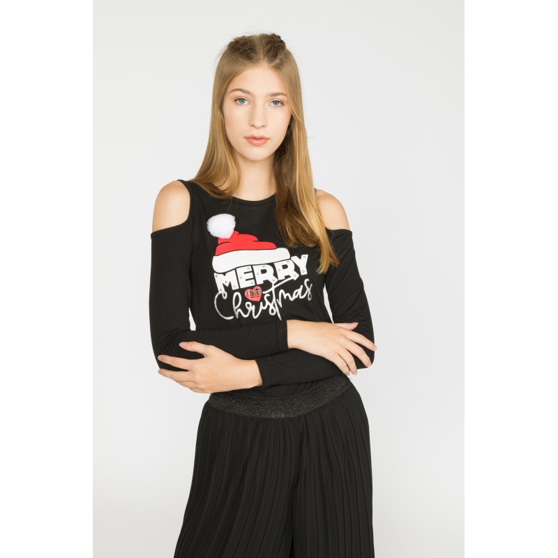 T-shirt z długim rękawem dla dziewczyny MERRY CHRISTMAS - 45274