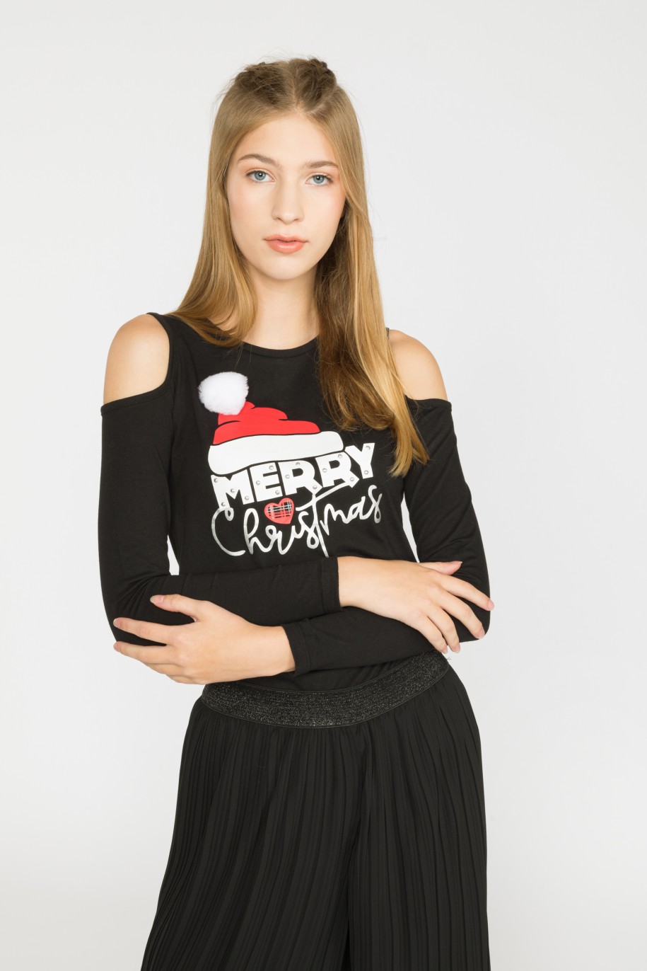 T-shirt z długim rękawem dla dziewczyny MERRY CHRISTMAS - 45274