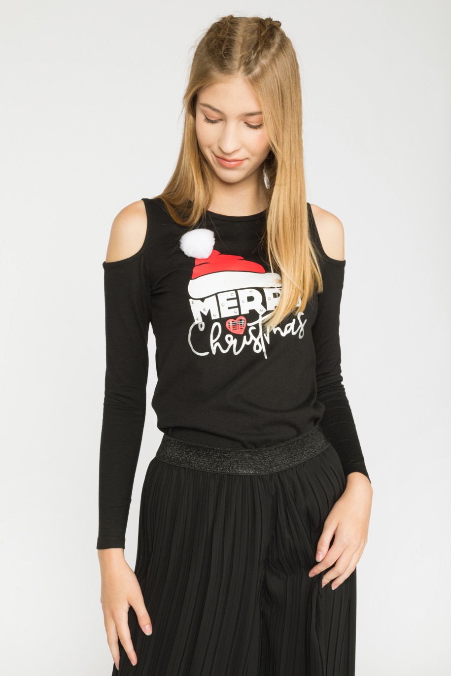 T-shirt z długim rękawem dla dziewczyny MERRY CHRISTMAS - 45278