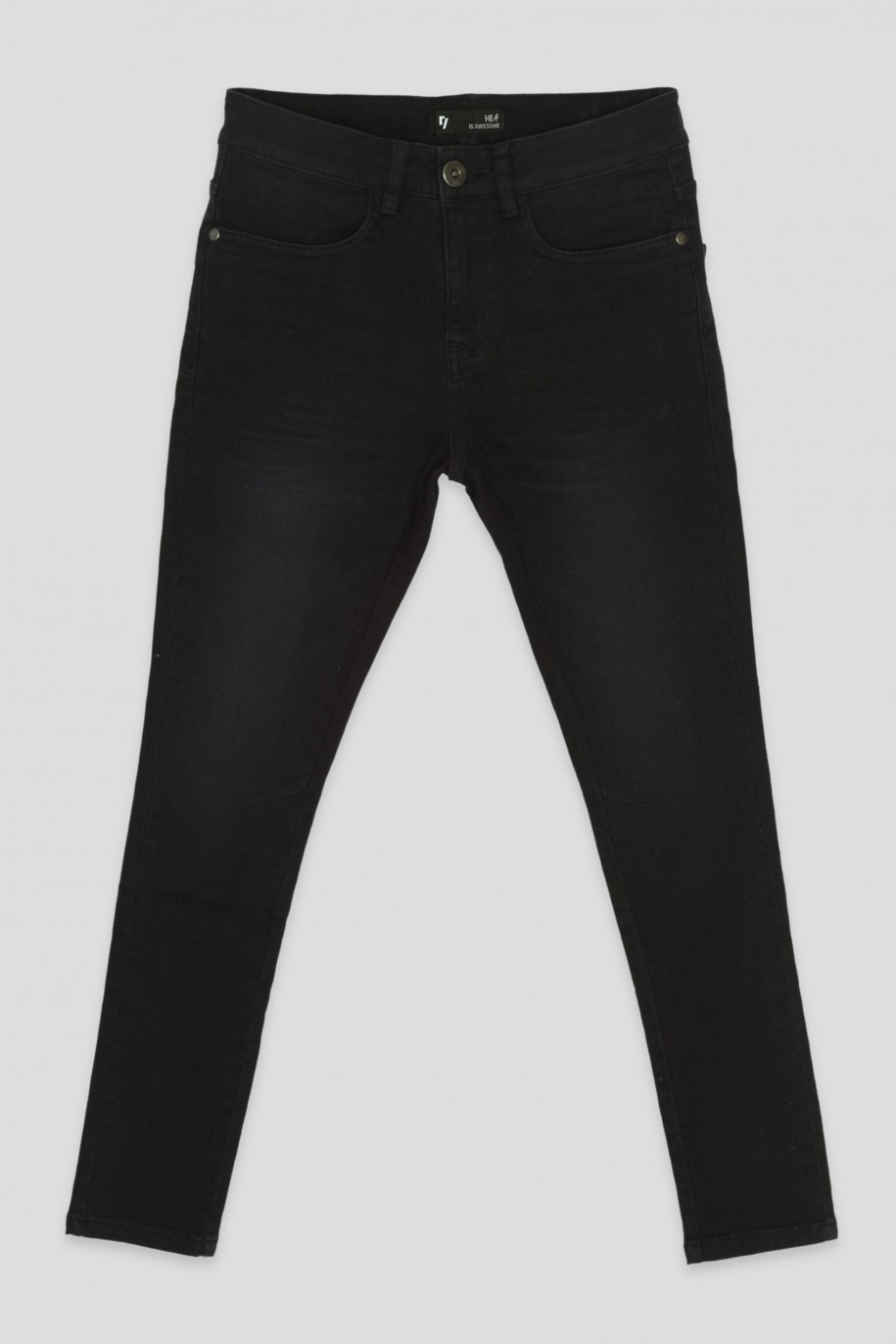 Czarne gładkie jeansy SLIM - 45329