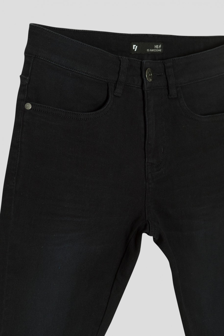 Czarne gładkie jeansy SLIM - 45330