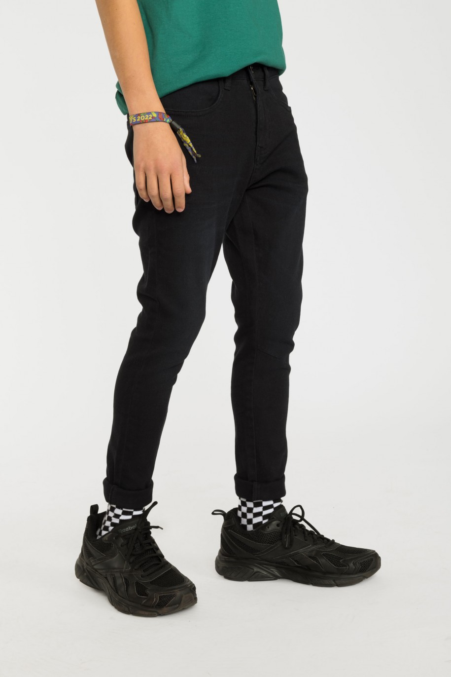 Czarne gładkie jeansy SLIM - 45332