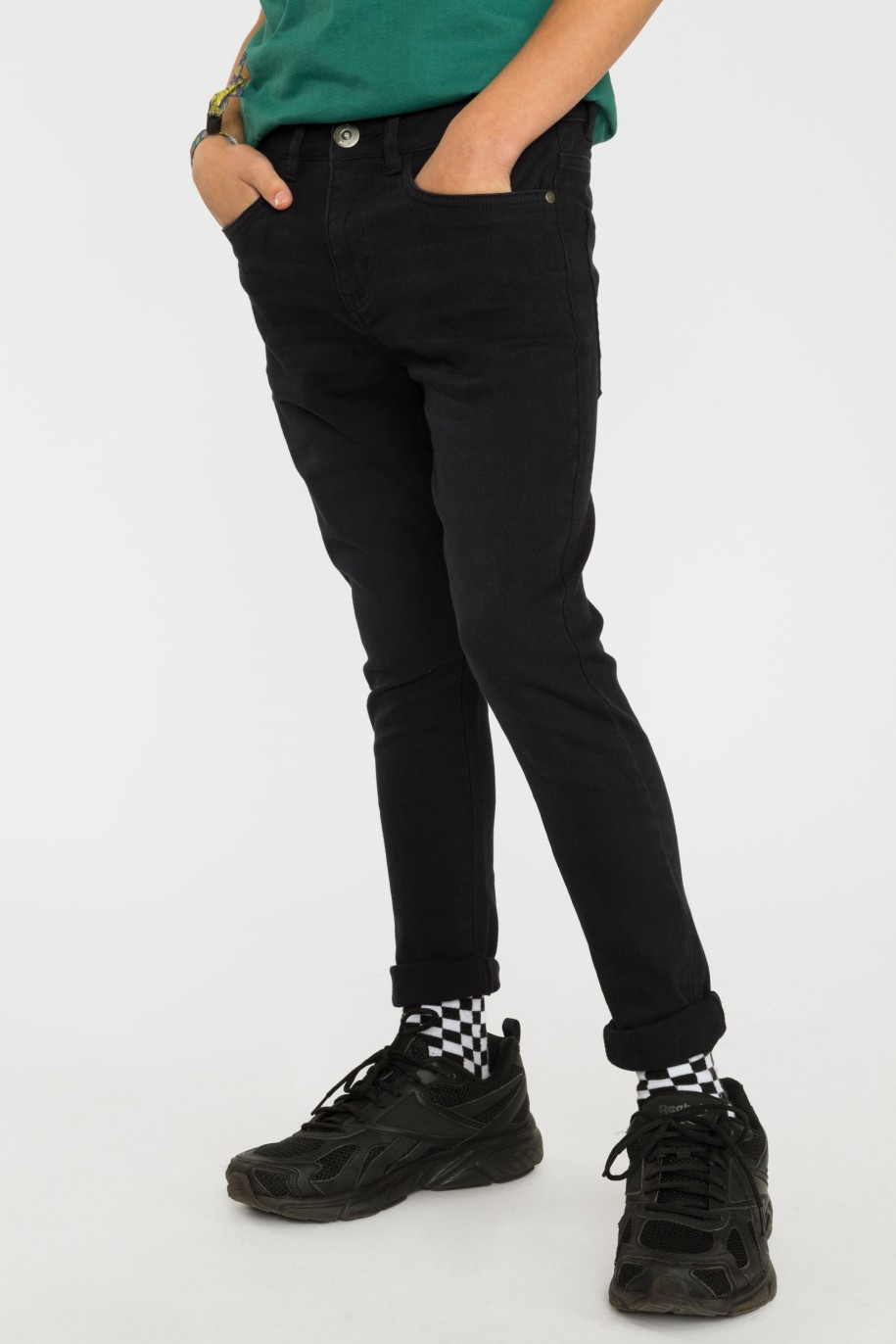 Czarne gładkie jeansy SLIM - 45333