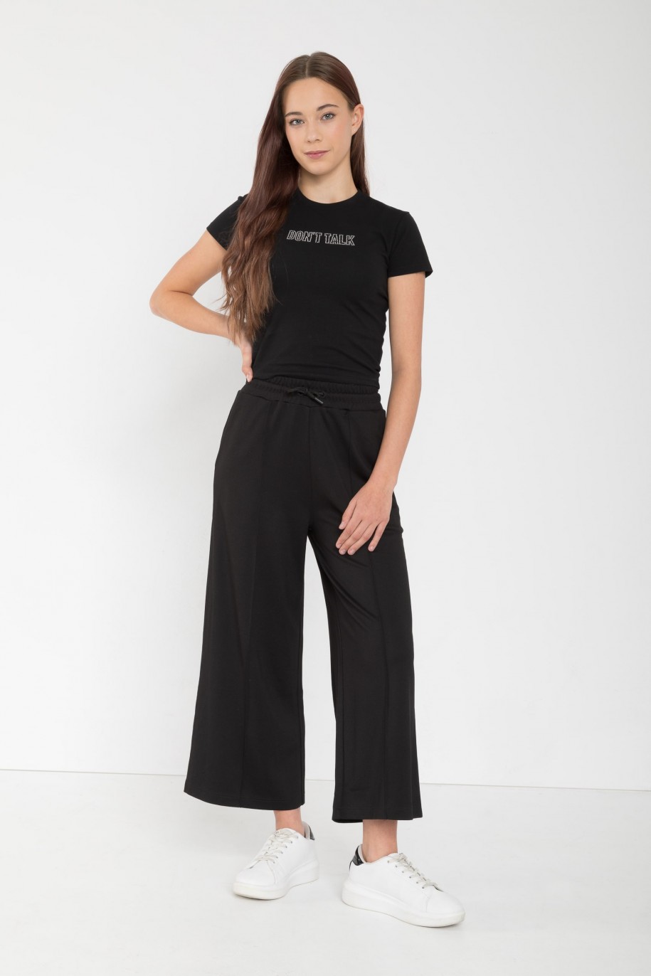 Czarne proste spodnie typu culloty - 45377