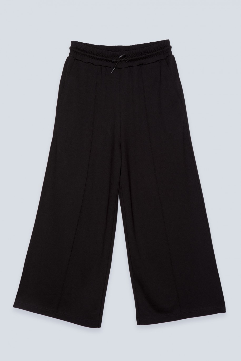 Czarne proste spodnie typu culloty - 45381
