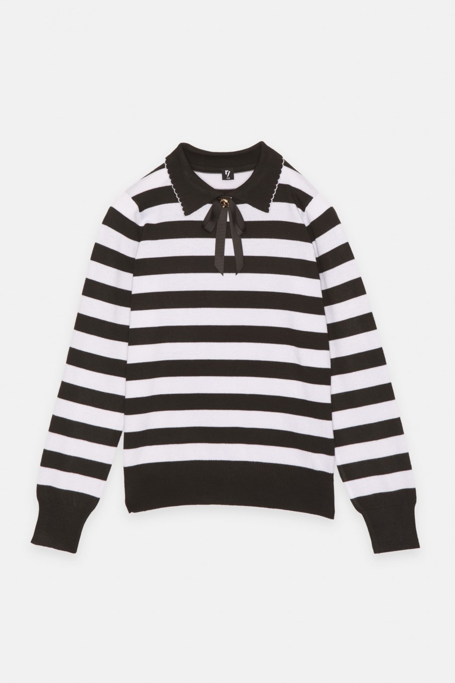 Czarno-biały sweter w paski - 45447