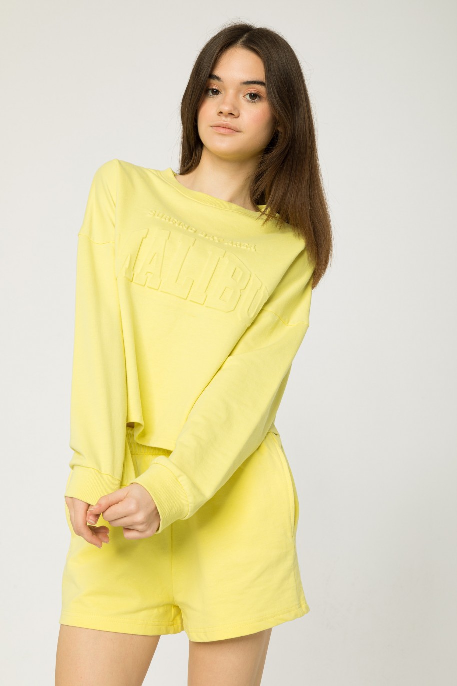 Żółta bluza dresowa z dzianiny bawełnianej - 45459