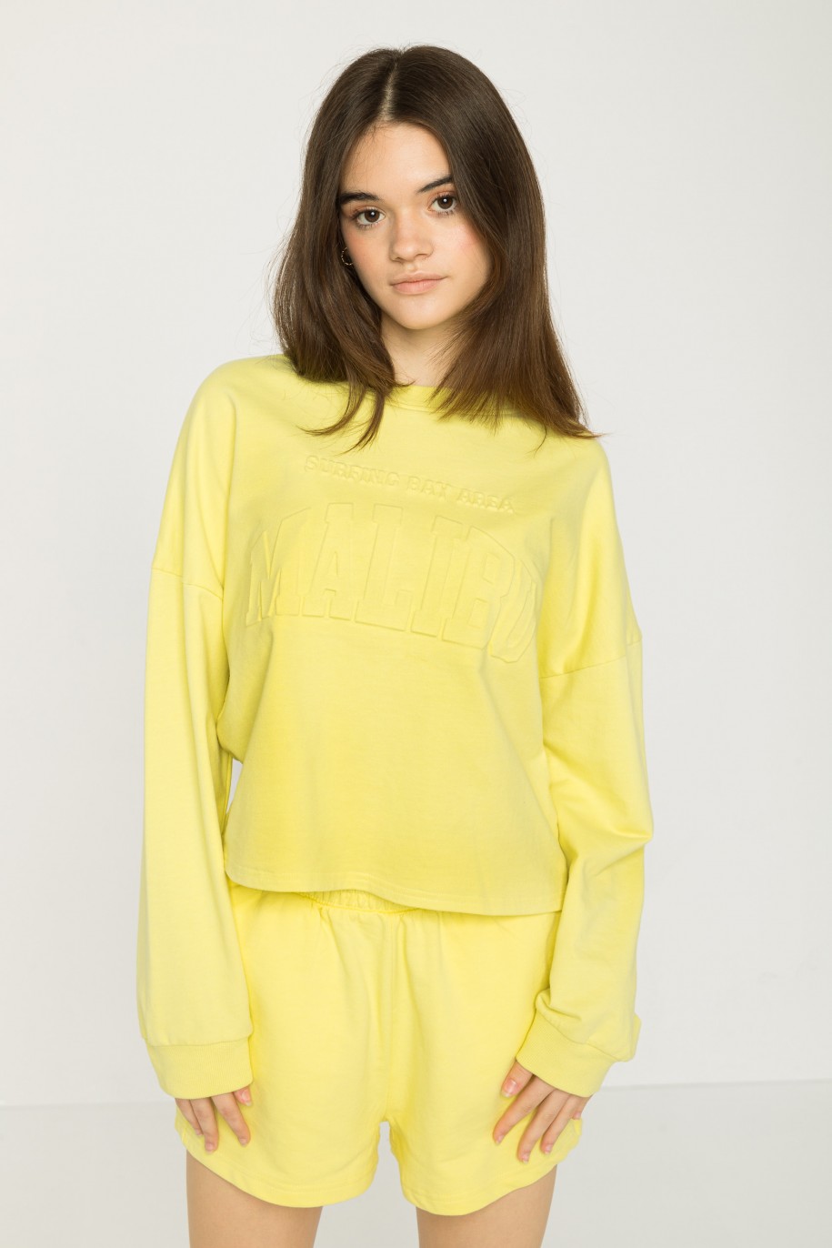 Żółta bluza dresowa z dzianiny bawełnianej - 45461