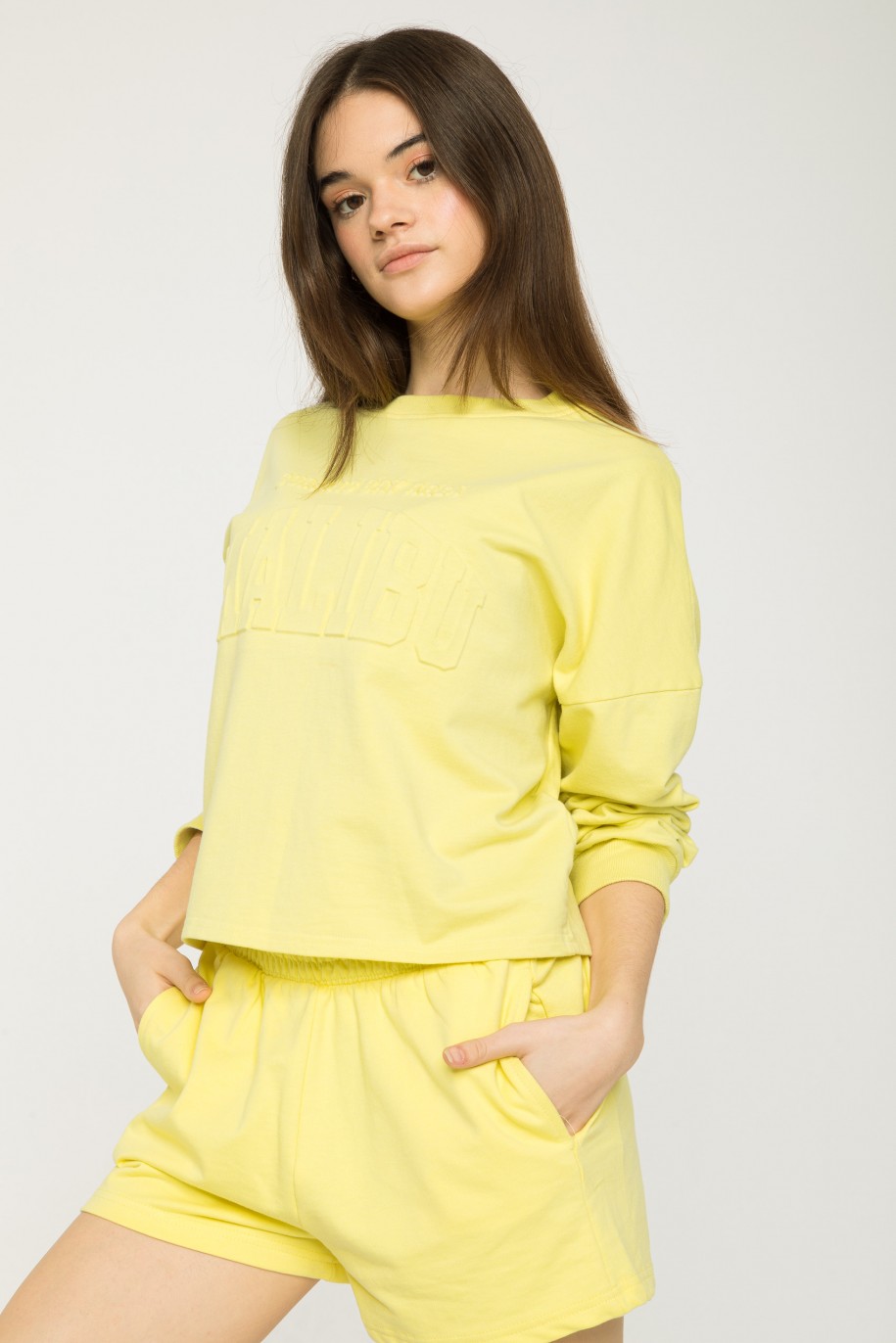 Żółta bluza dresowa z dzianiny bawełnianej - 45463