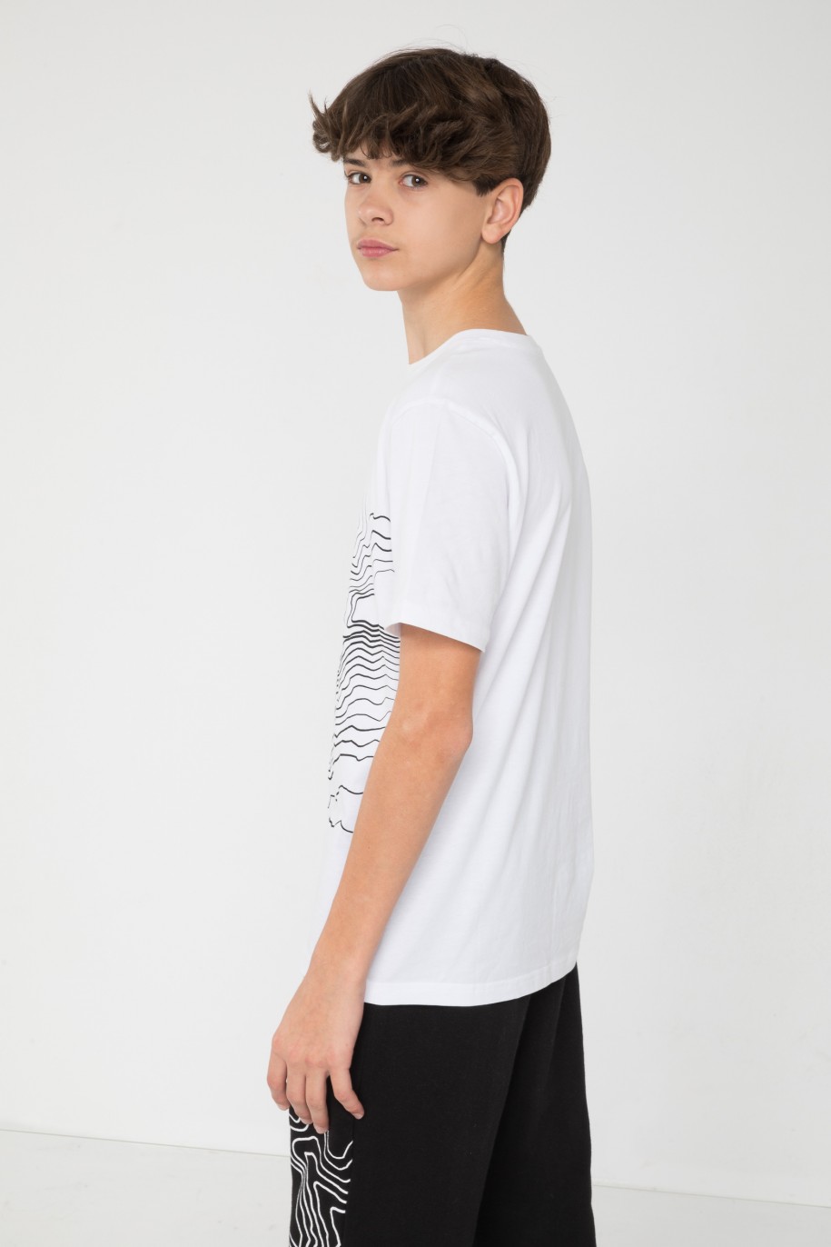 Biały T-Shirt z nadrukiem z przodu - 45518