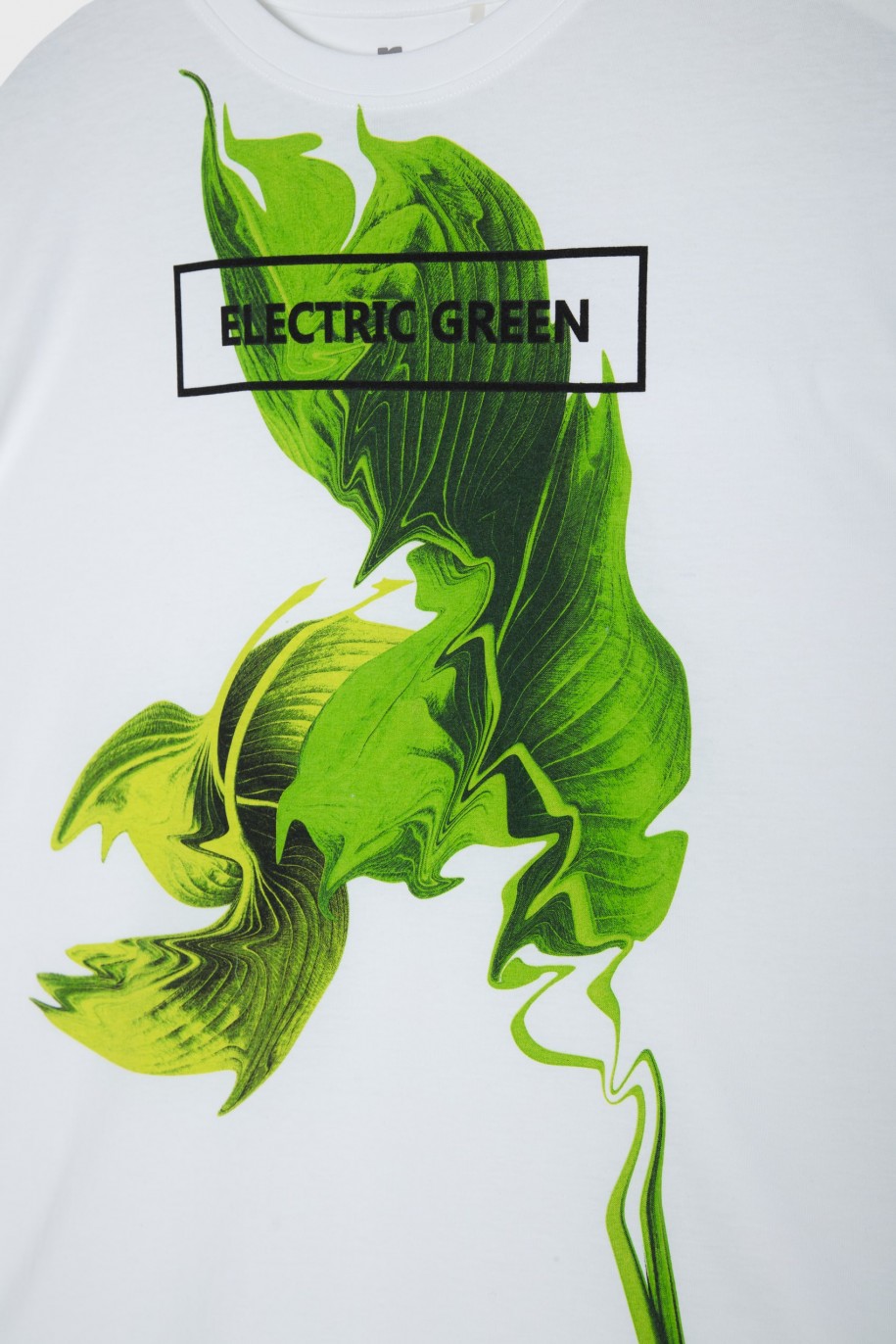 Biały T-Shirt z zielonym nadrukiem z przodu - 45534