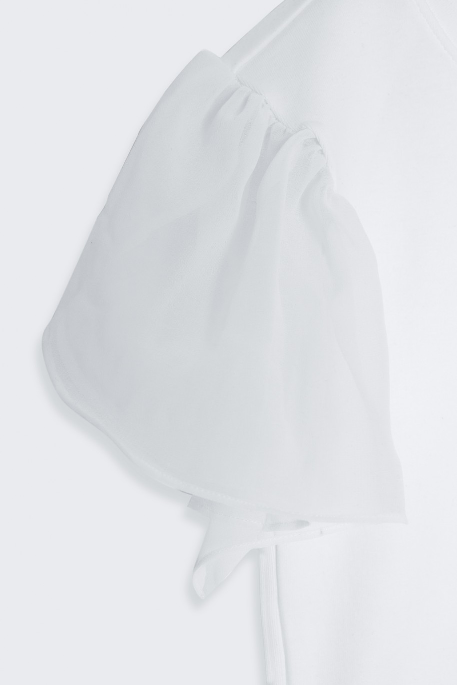 Biała bluzka z ozdobnymi rękawami - 45835