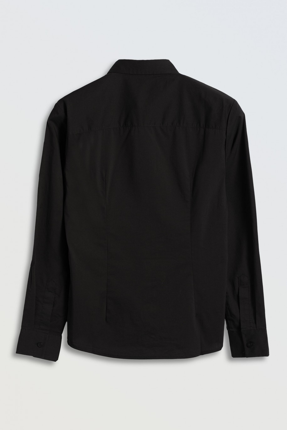 Czarna koszula z długim rękawem zapinana na guziki - 45854