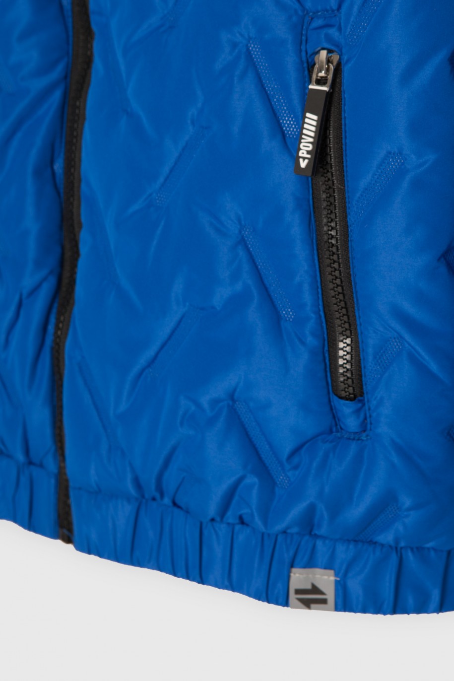 Niebieska pikowana kurtka przejściowa z kapturem - 46096