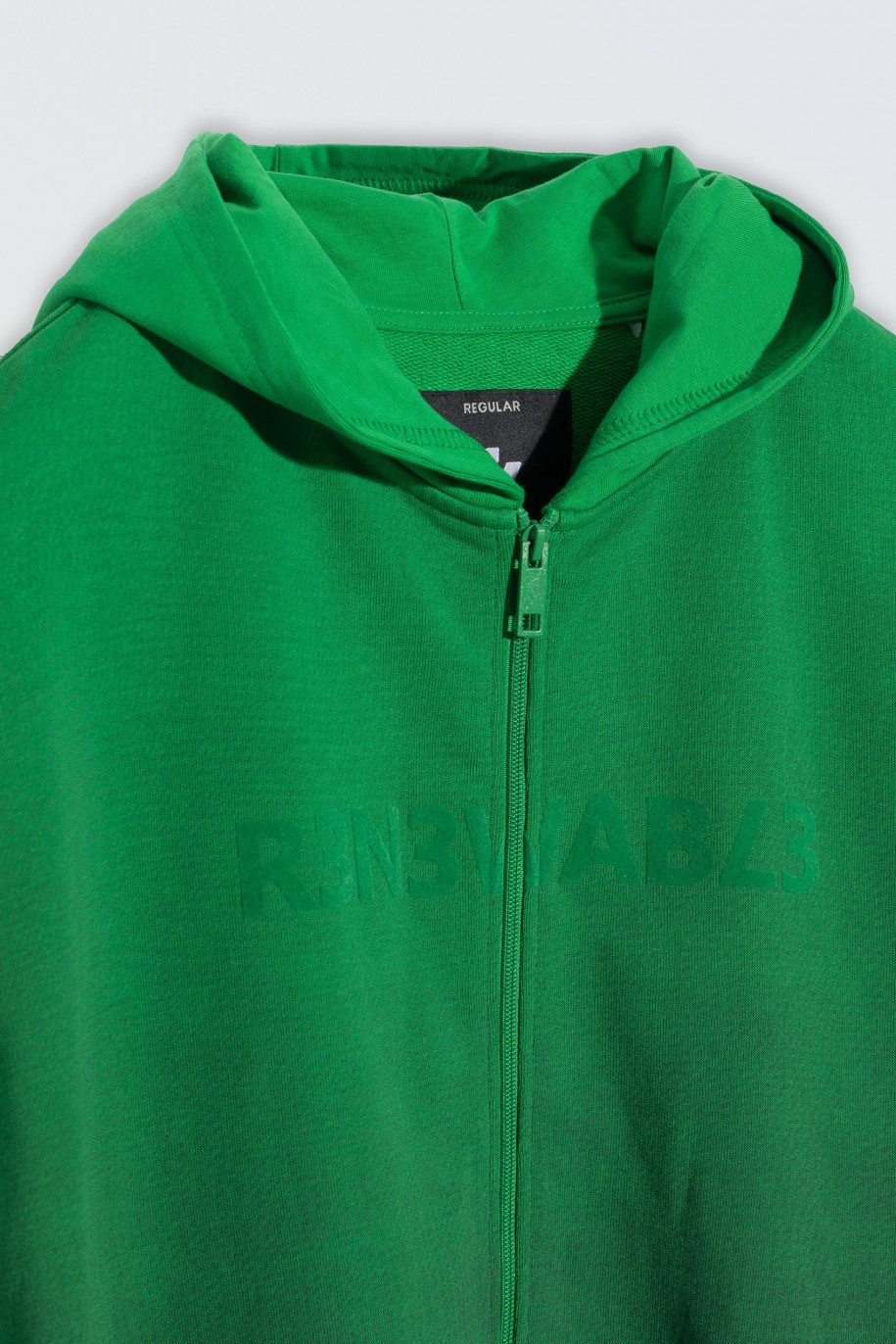 Bluza z kapturem cieniowana w kolorze energetycznej zieleni zapinana na zamek - 46132