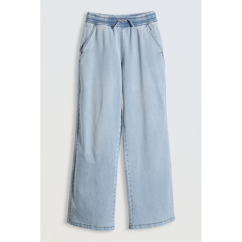 Jasnoniebieskie jeansy z szerokimi nogawkami - 46173