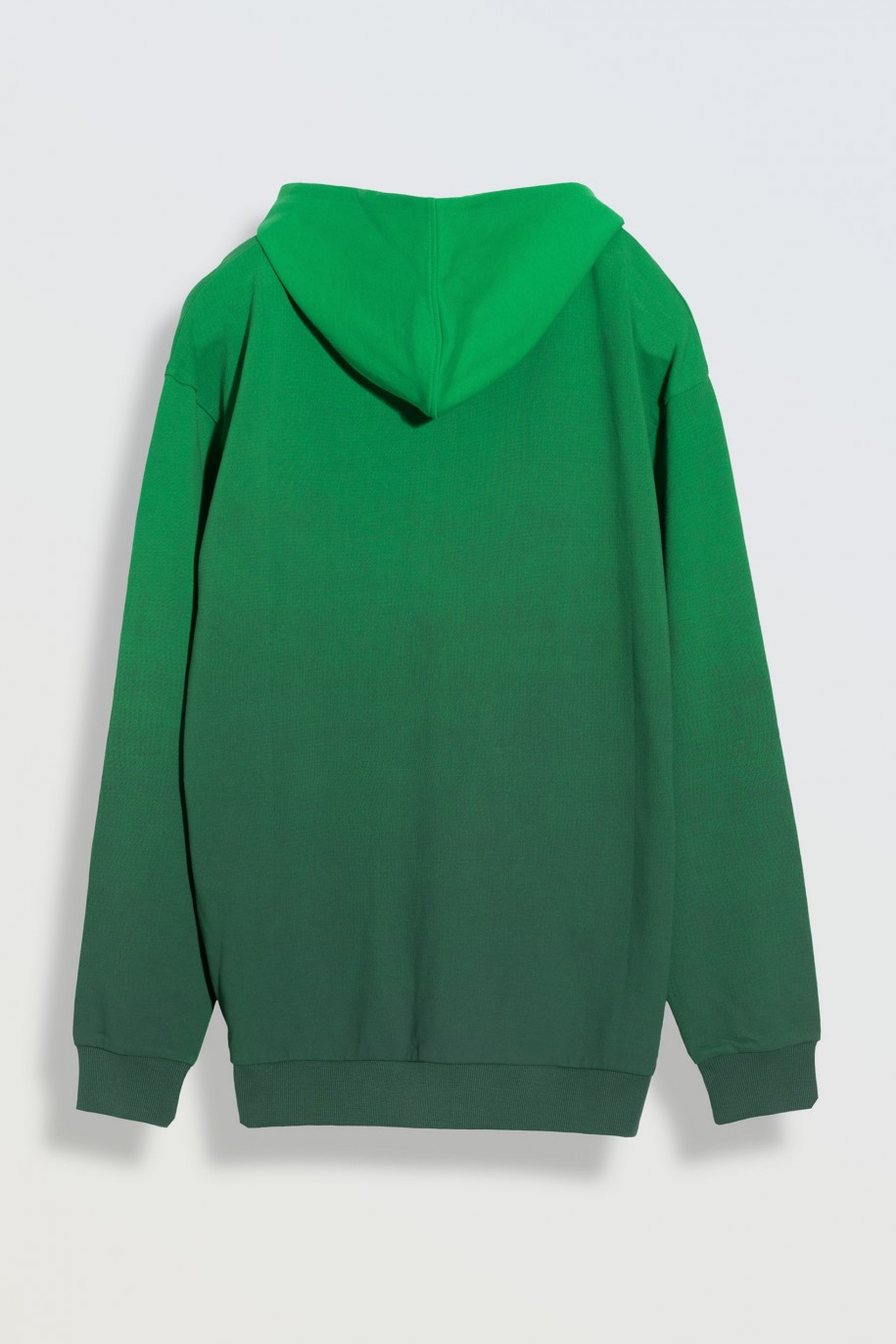 Bluza z kapturem cieniowana w kolorze energetycznej zieleni zapinana na zamek - 46237