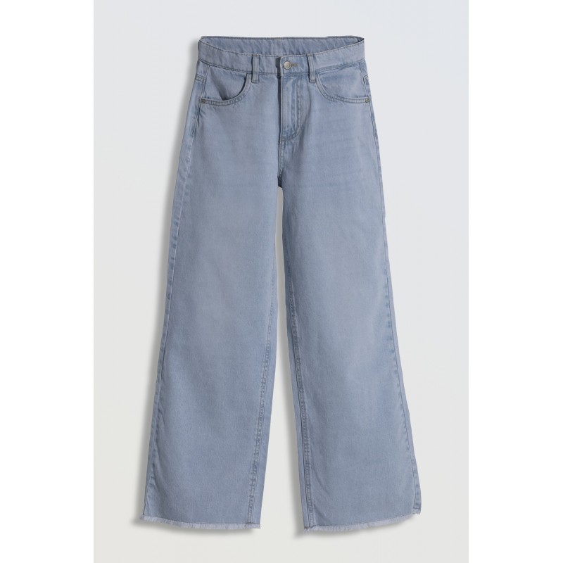 Jasnoniebieskie jeansy z szerokimi nogawkami - 46266