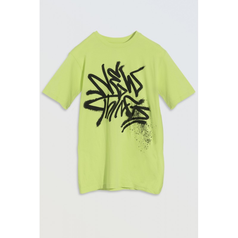 Limonkowy  T-shirt z nadrukiem z przodu - 46281
