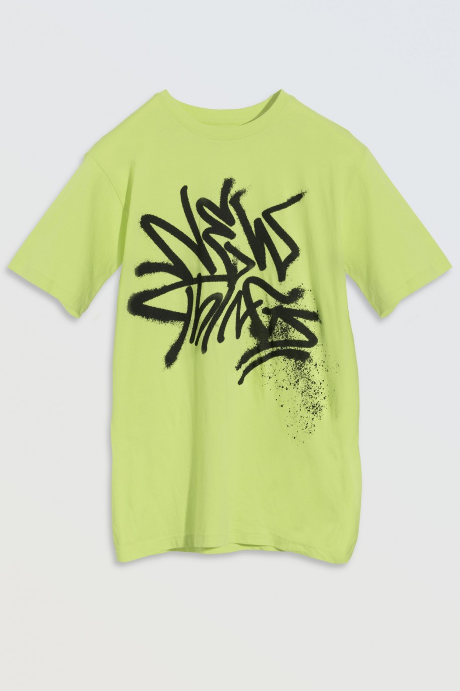 Limonkowy  T-shirt z nadrukiem z przodu - 46281