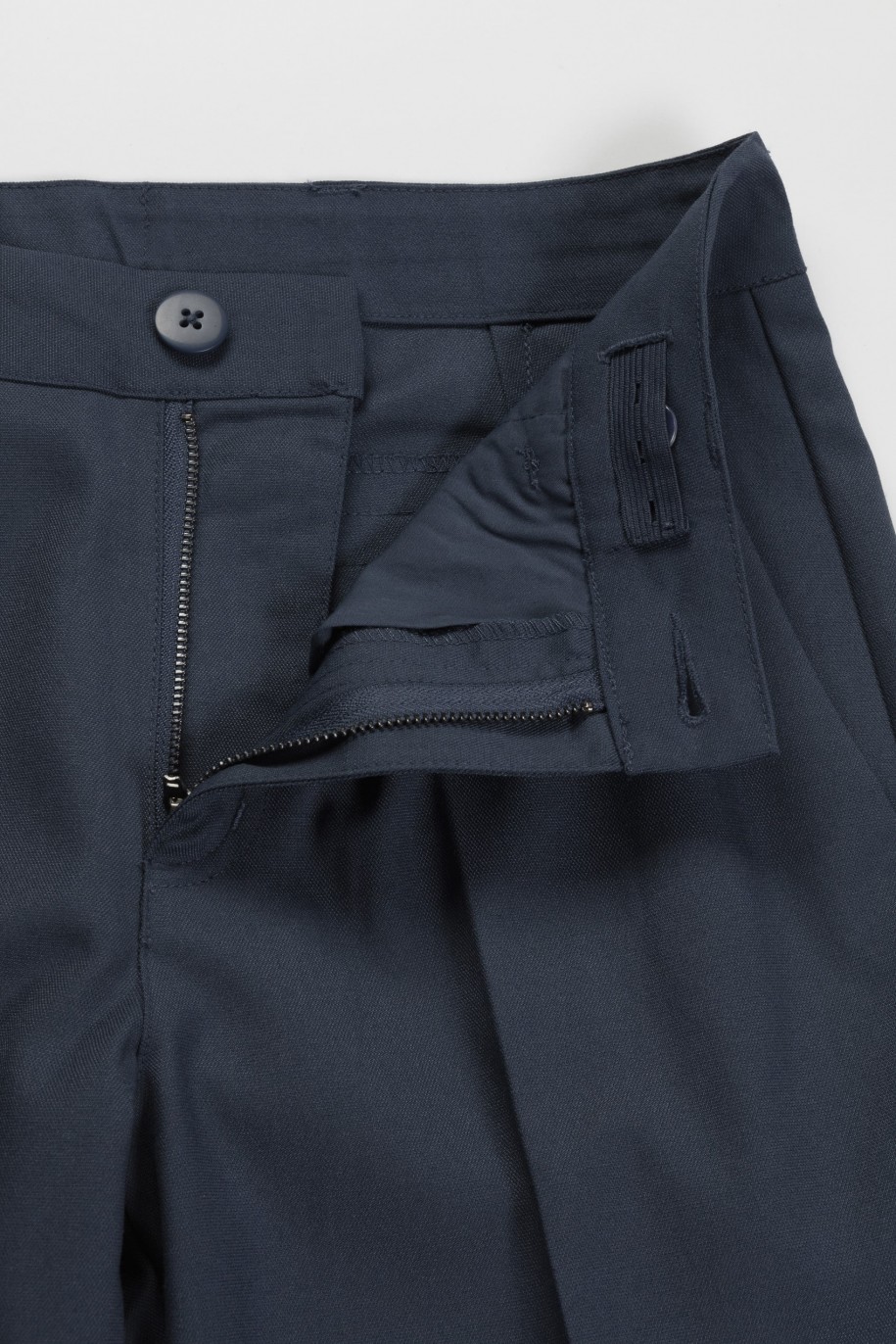 Niebieskie spodnie garniturowe z tkaniny melanż - 46359