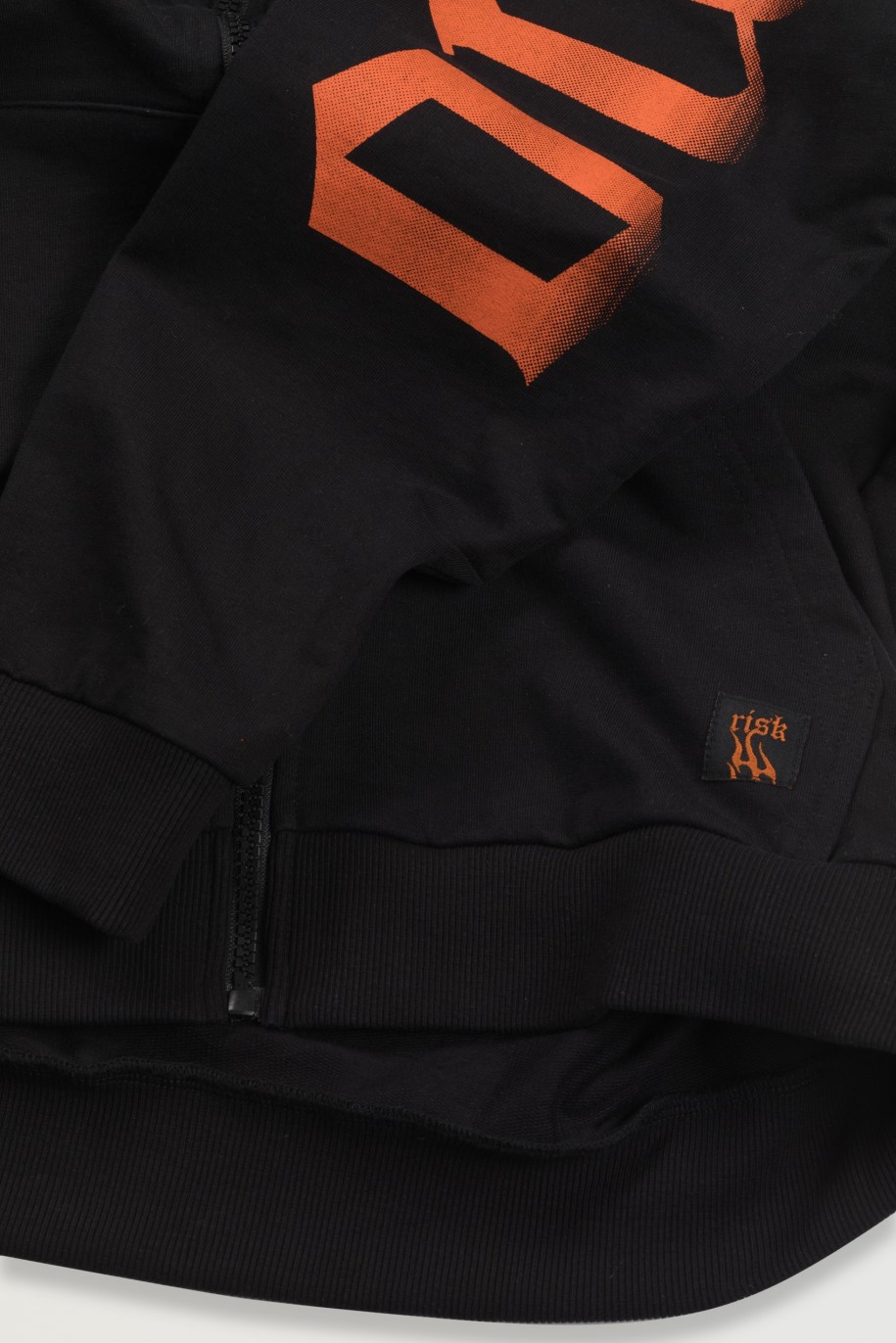 Czarna bluza z kapturem z grafiką z tyłu zapinana na zamek - 46478