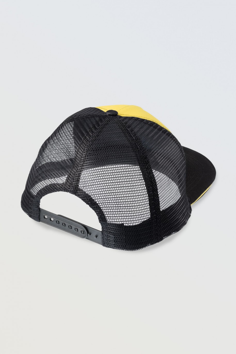 Żółto-czarna czapka z daszkiem z czarnym nadrukiem z przodu - 46513