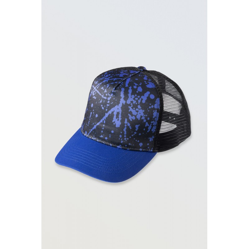 Czarna czapka z daszkiem z niebieską grafiką - 46521