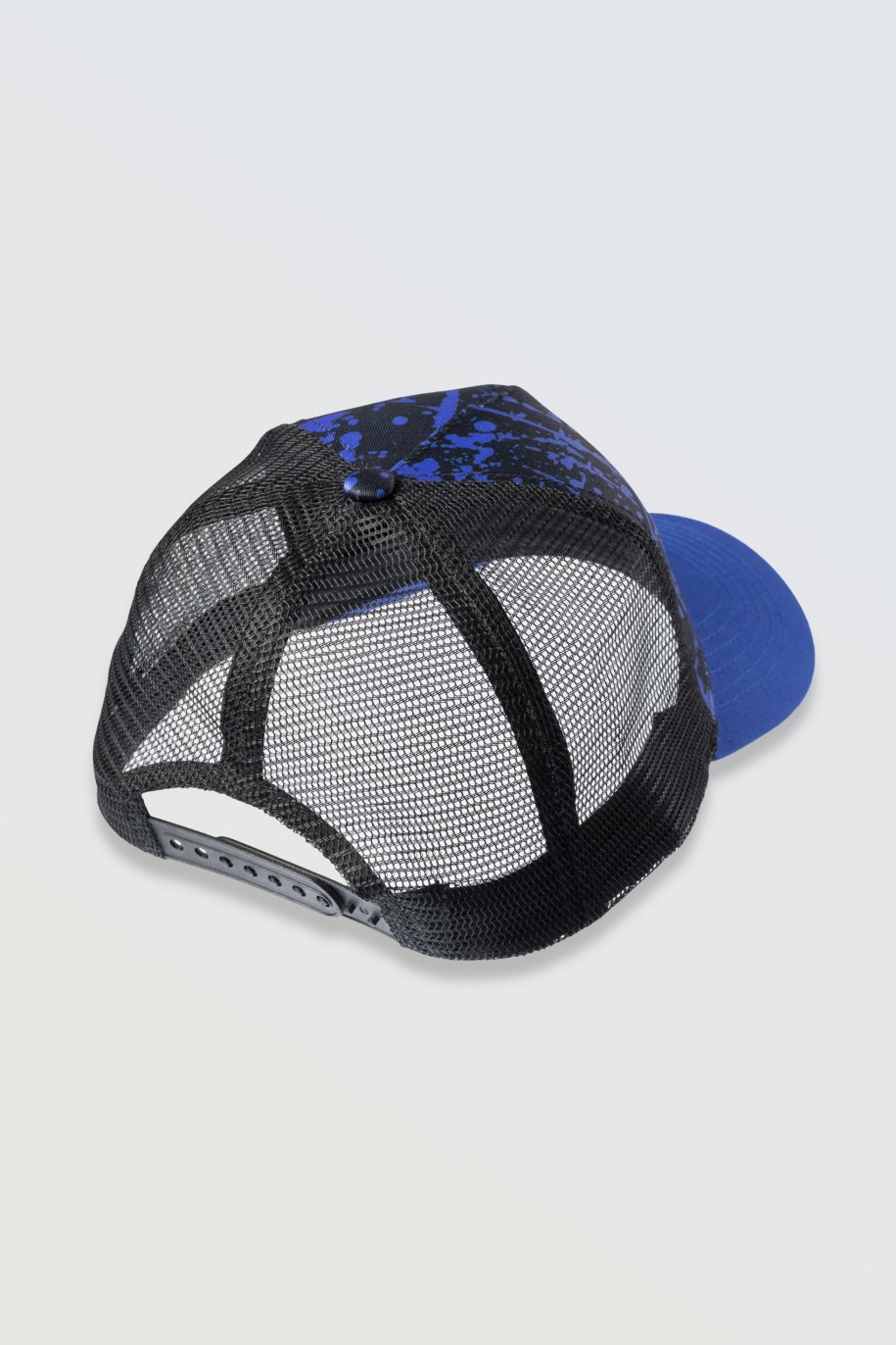 Czarna czapka z daszkiem z niebieską grafiką - 46522