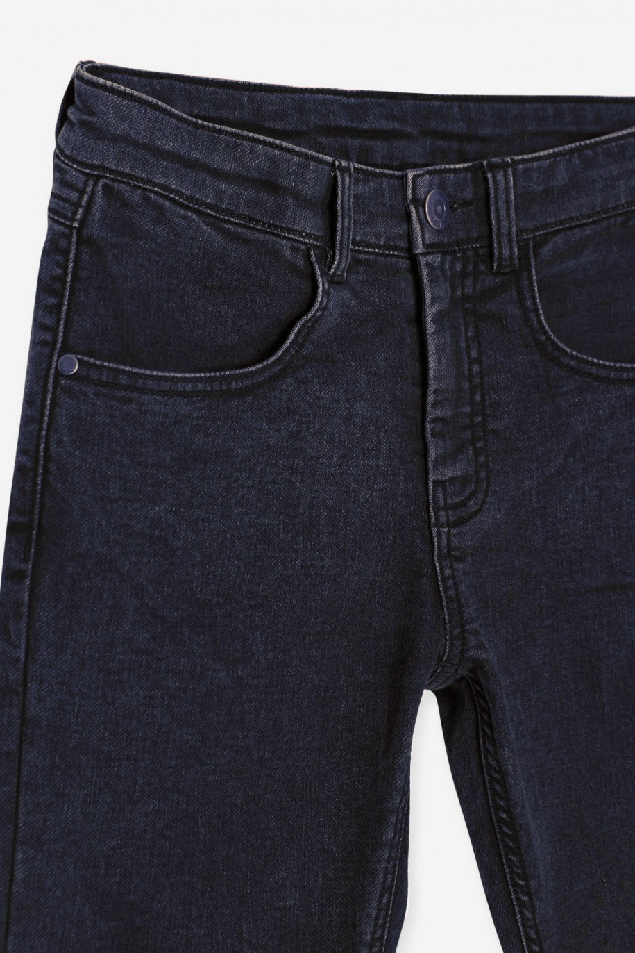 Granatowe jeansy z wąskimi nogawkami - 46546