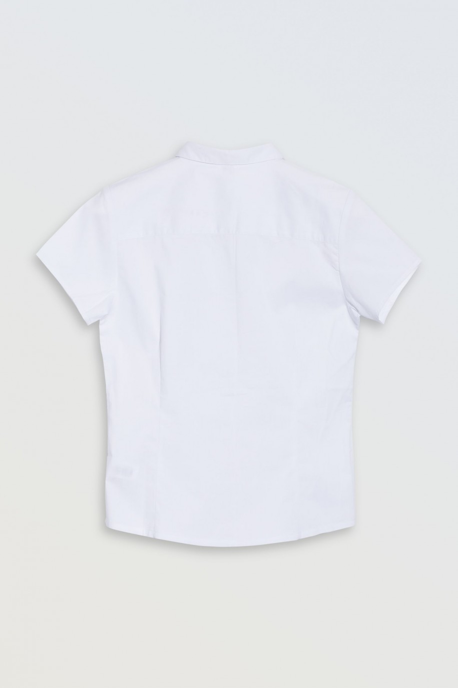 Biała koszula z krótkim rękawem z czarną aksamitką - 46579