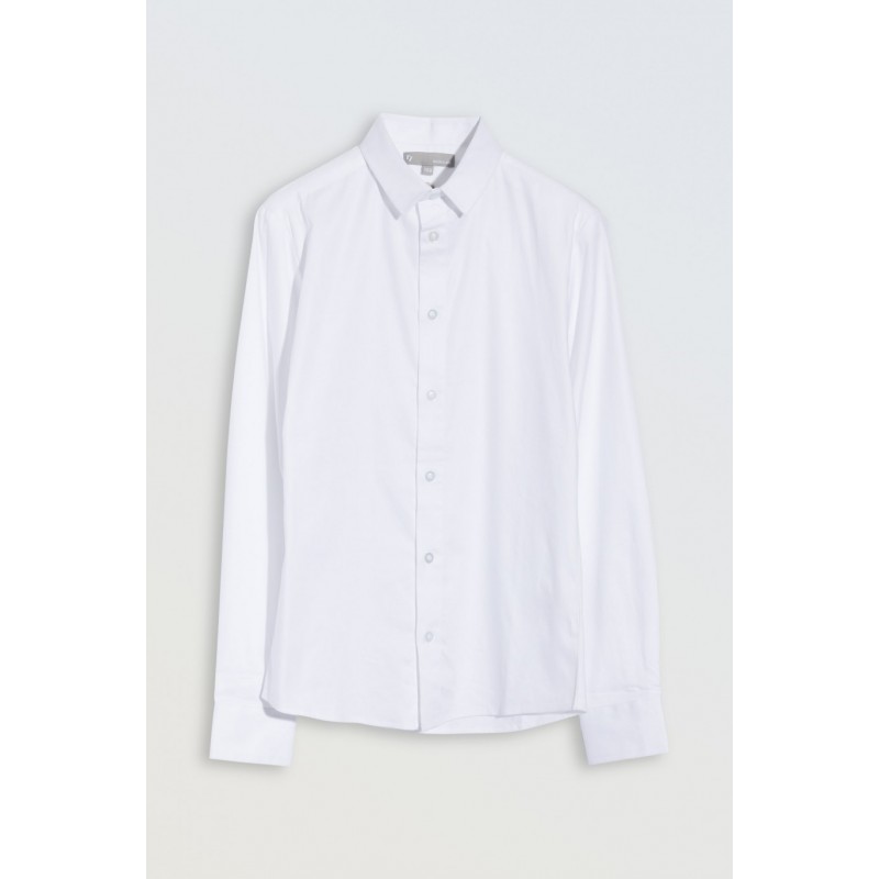Biała koszula o regularnym kroju z długim rękawem - 46582