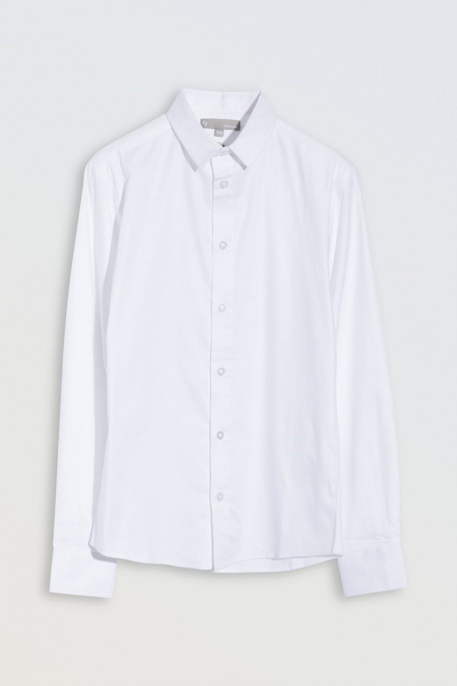 Biała koszula o regularnym kroju z długim rękawem - 46582