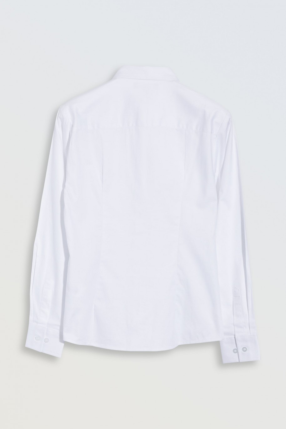 Biała koszula o regularnym kroju z długim rękawem - 46583