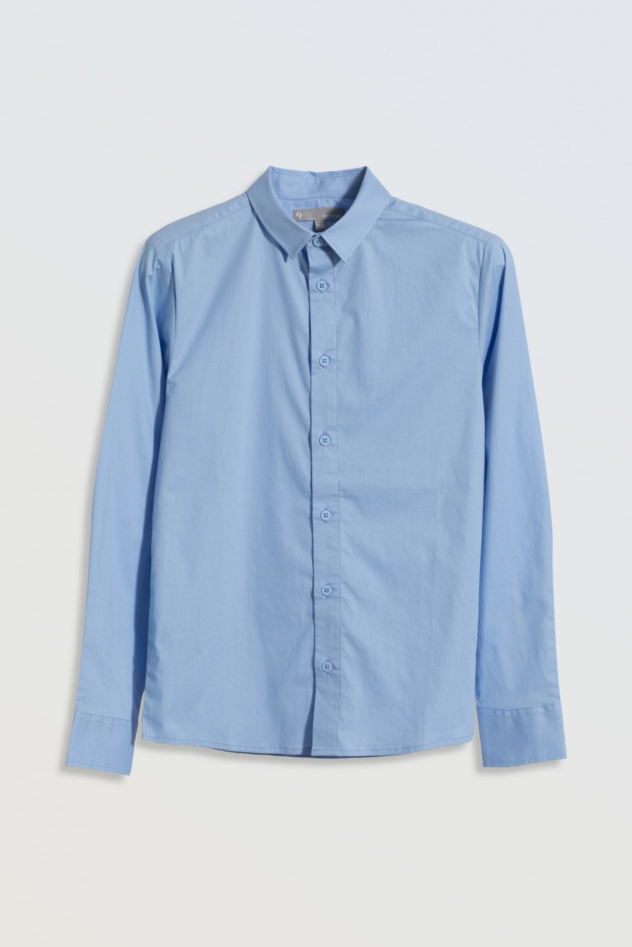 Niebieska koszula o regularnym kroju z długim rękawem - 46588