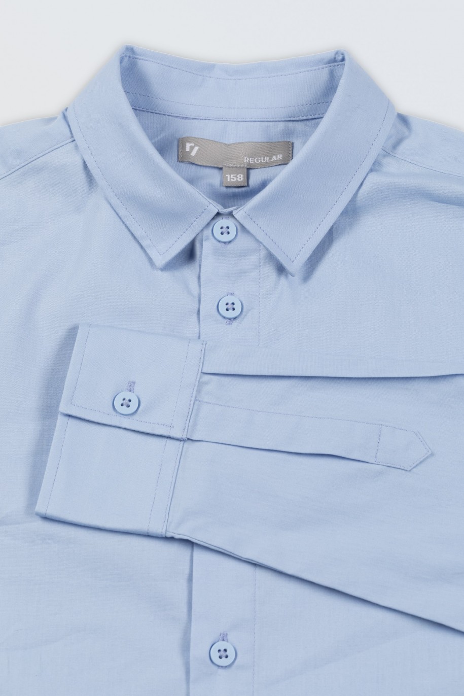 Niebieska koszula o regularnym kroju z długim rękawem - 46590