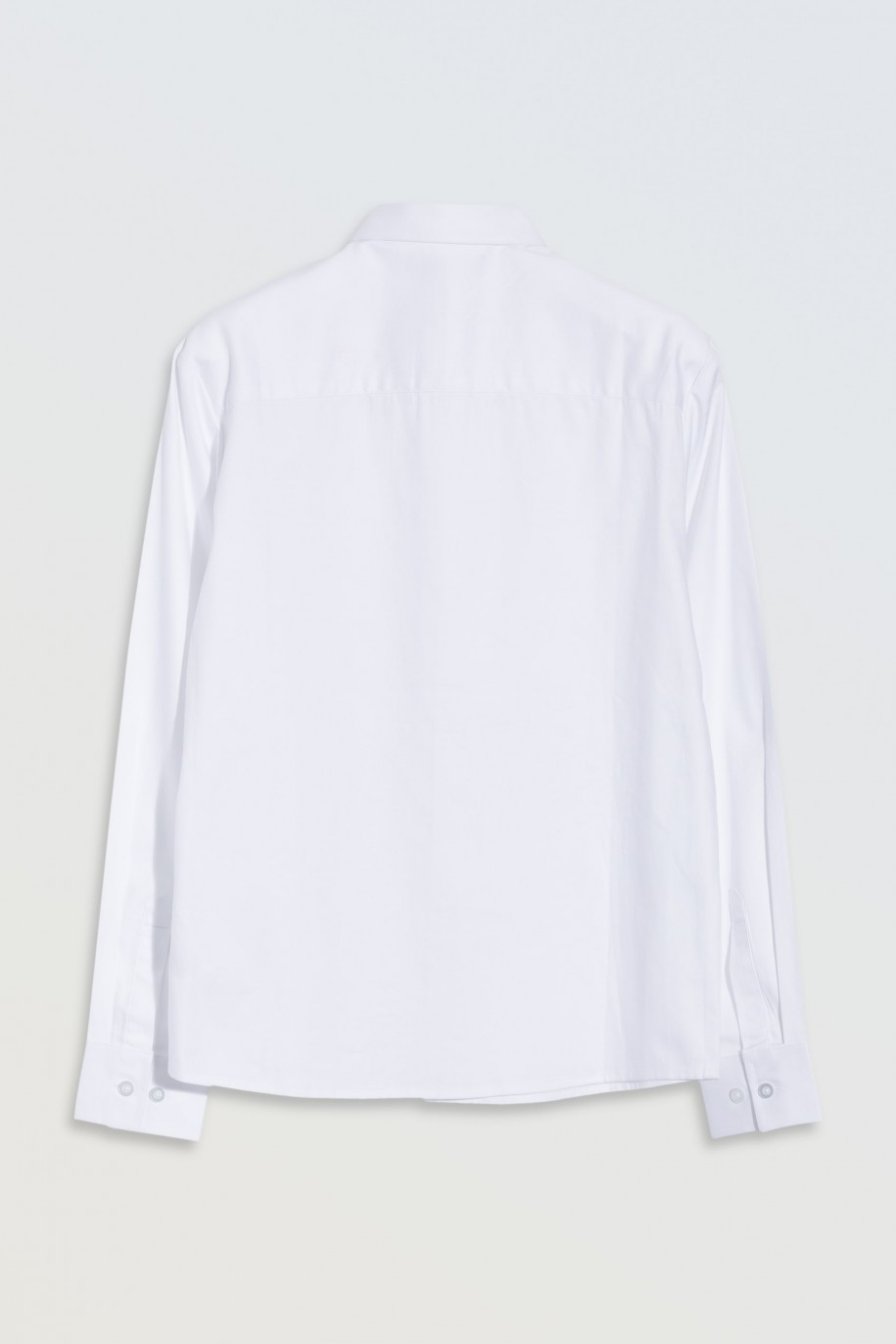 Biała koszula o luźnym kroju z długim rękawem - 46592