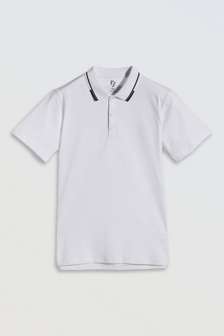 Biała koszulka polo z krótkim rękawem - 46621