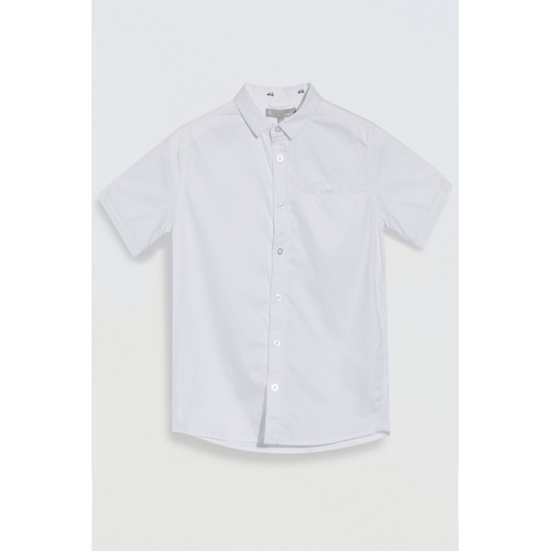 Biała koszula z kieszonką o regularnym kroju z krótkim rękawem - 46661
