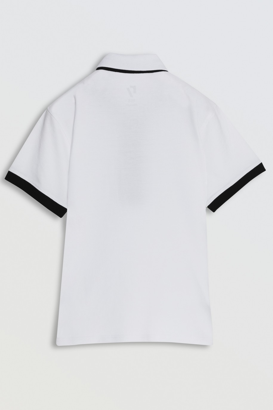 Biała koszulka polo z kontrastową lamówką - 46671