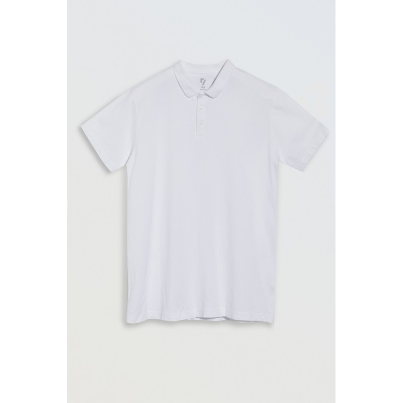 Biała koszulka polo z krótkim rękawem - 46674