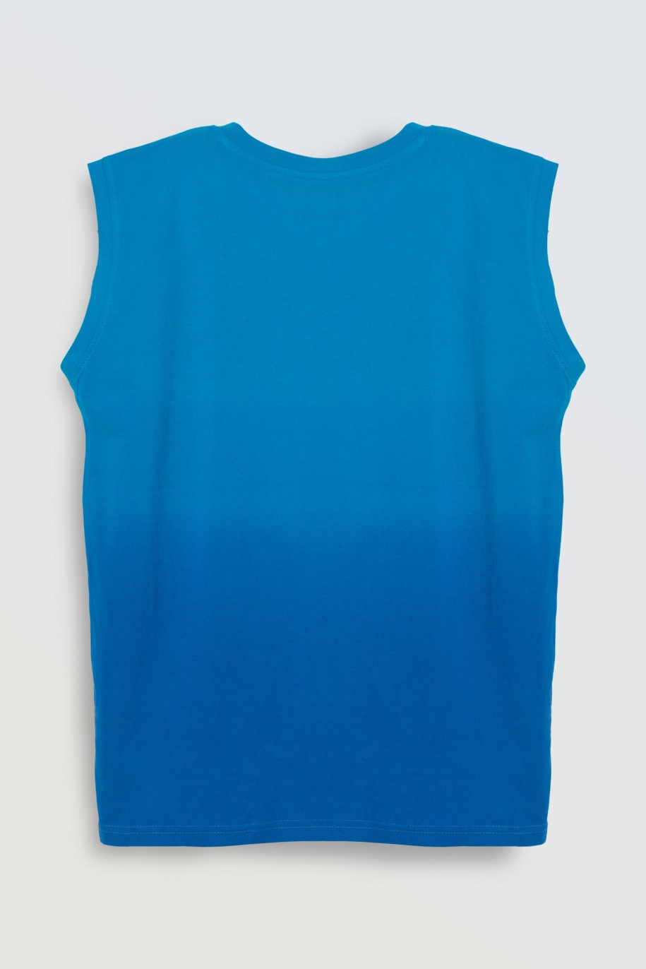 Niebieski t-shirt bez rękawów - 46726