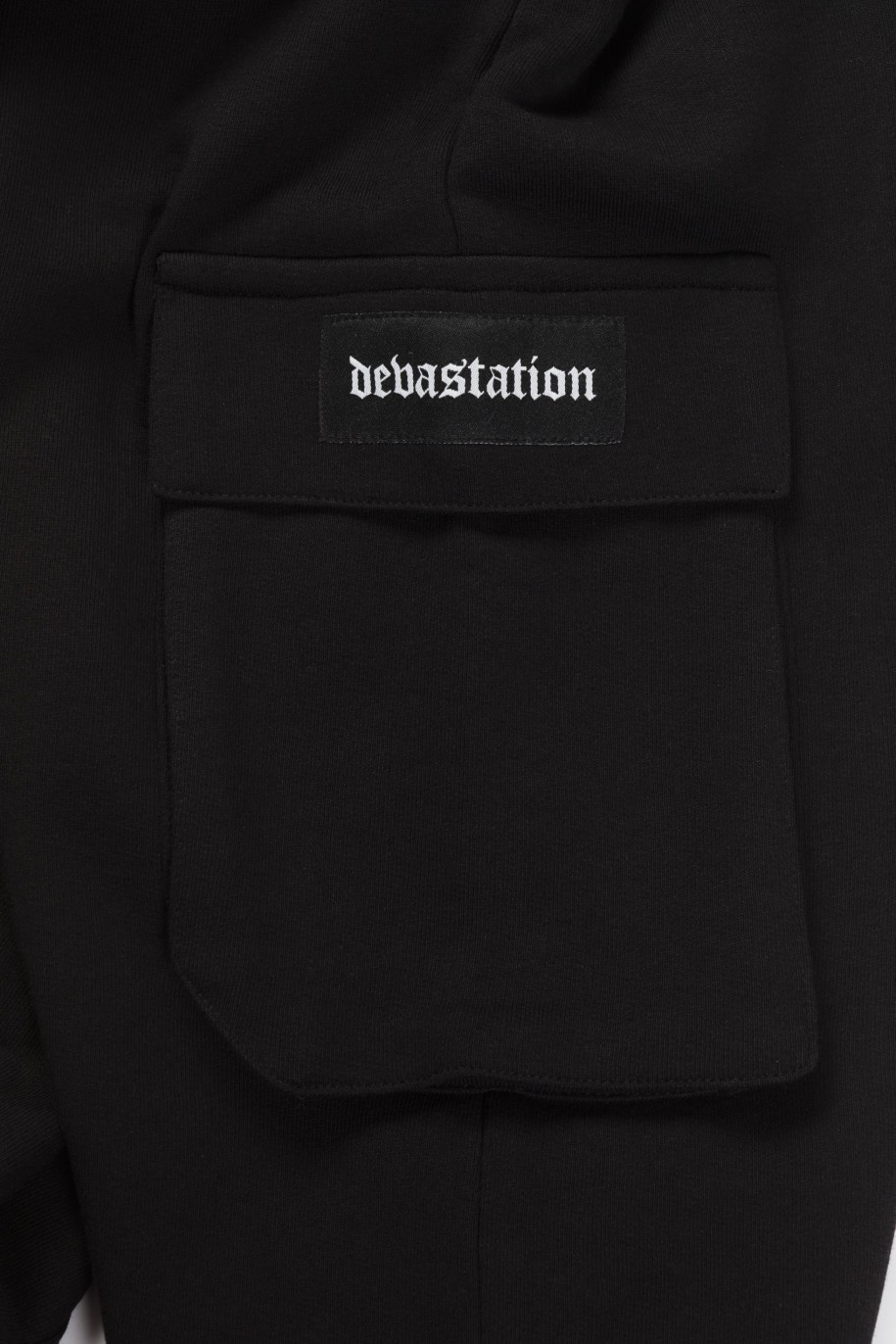 Czarne spodnie dresowe oversize z przestrzennymi kieszeniami na nogawkach - 46796
