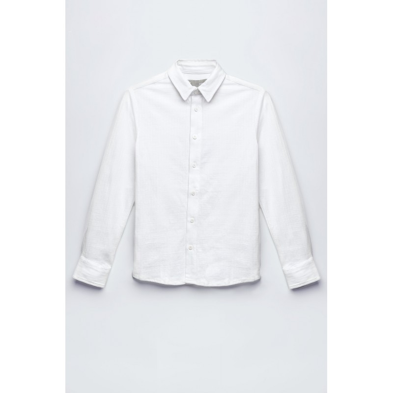 Biała koszula w paski z długim rękawem - 46830