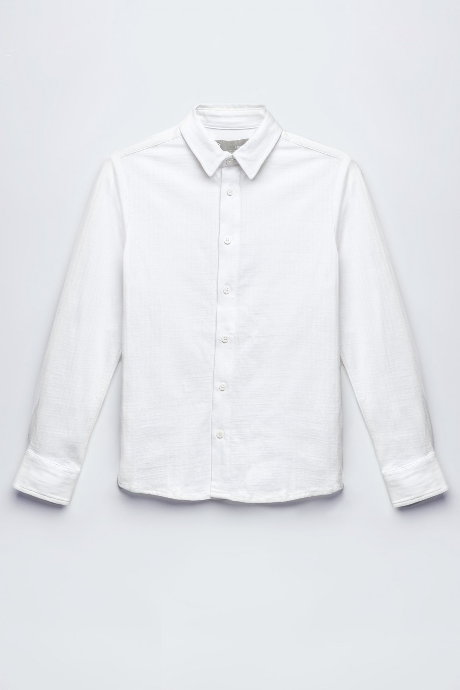 Biała koszula w paski z długim rękawem - 46830