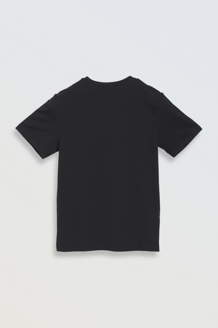 Czarny t-shirt z minimalistycznym nadrukiem - 46932